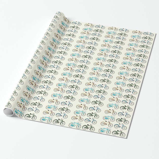 Vintage Bicycles Wrapping Paper (Unrolled)