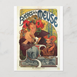 Vintage Bieres de la Meuse by Alphonse Mucha Postcard