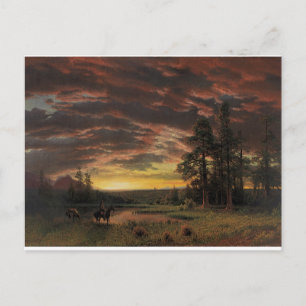 Vintage Bierstadt Painting Evening on the Prairie Postcard