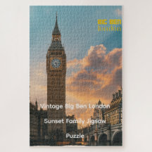 Vintage Big Ben London Sunset Family Jigsaw Puzzle