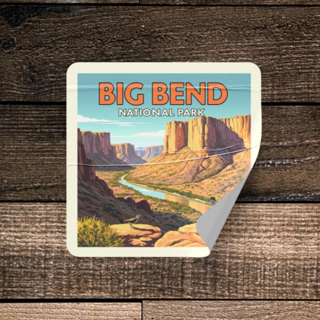 Vintage Big Bend National Park Square Sticker (Creator Uploaded)