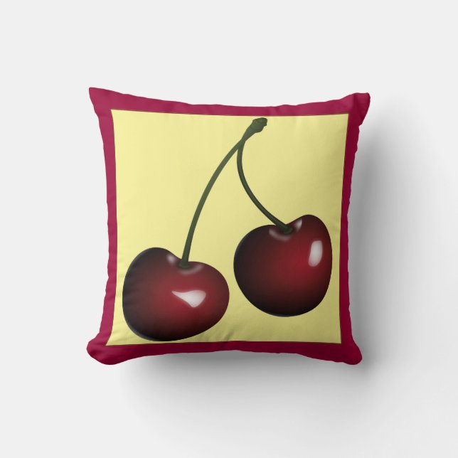 Vintage Big Cherries Pillow (Front)