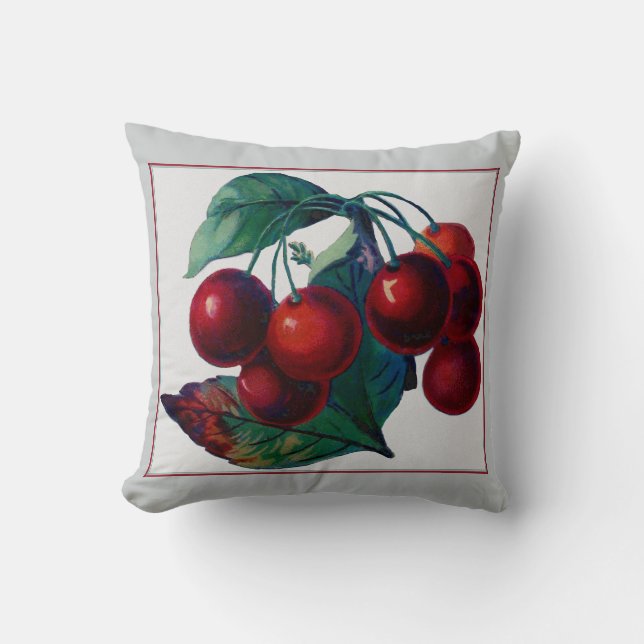 Vintage Big Cherry Bunch Pillow (Front)