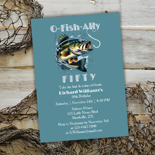 Vintage Big Fish The Bait OFishAlly 50th Birthday Invitation