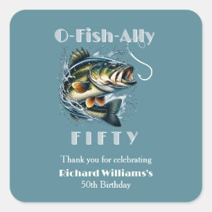 Vintage Big Fish The Bait OFishAlly 50th Birthday Square Sticker
