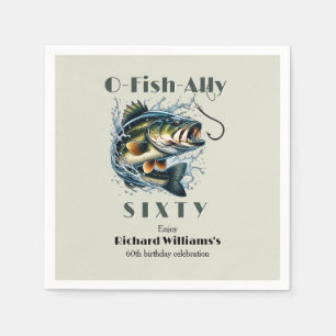 Vintage Big Fish The Bait OFishAlly 60th Birthday Napkin