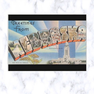 Vintage Big Letter Nebraska Postcard