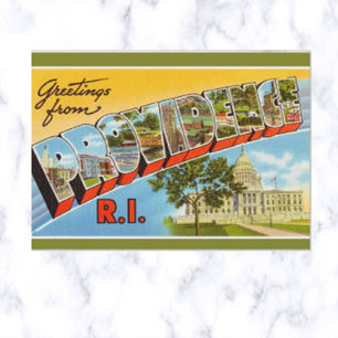 Vintage Big Letter Providence Rhode Island Postcard