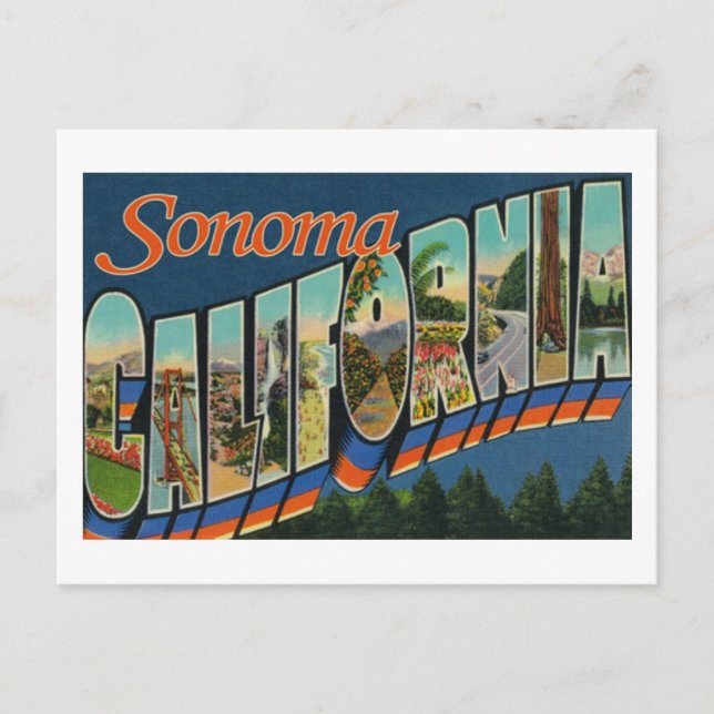 Vintage big letter Sonoma California postcard (Front)