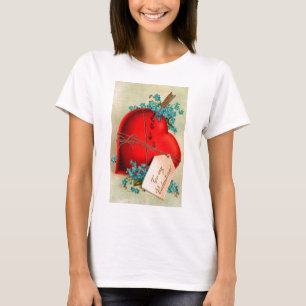 Vintage Big Red Bleeding Heart Valentine Postcard T-Shirt