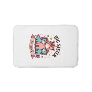 Vintage Big Sister of Twins Unicorn Sisterhood Cut Bath Mat