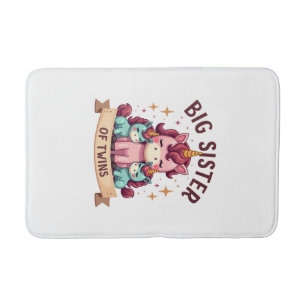 Vintage Big Sister of Twins Unicorn Sisterhood Cut Bath Mat