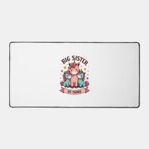 Vintage Big Sister of Twins Unicorn Sisterhood Cut Desk Mat