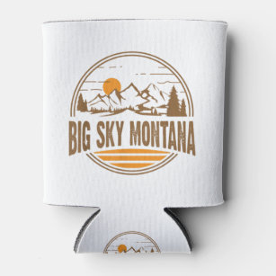 Vintage Big Sky, Montana Mountain Hiking Souvenir Can Cooler