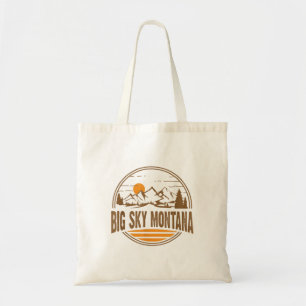 Vintage Big Sky, Montana Mountain Hiking Souvenir Tote Bag