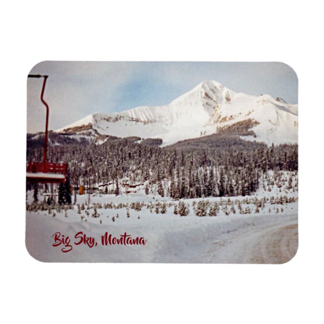 Vintage Big Sky Montana Ski Area Photo Magnet (Horizontal)