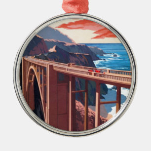 Vintage Big Sur Bixby Bridge USA Tourism Metal Ornament