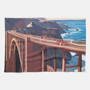 Vintage Big Sur Bixby Bridge USA Tourism Tea Towel