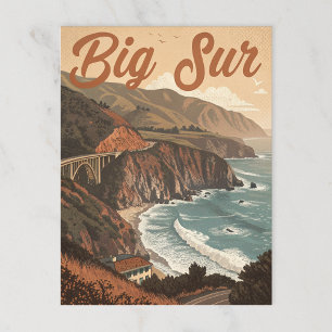 Vintage Big Sur: Cliffside Waves Postcard