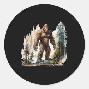 Vintage Bigfoot 70s Retro Forest Sasquatch Hiking Classic Round Sticker