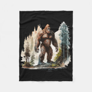 Vintage Bigfoot 70s Retro Forest Sasquatch Hiking Fleece Blanket