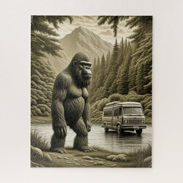 Vintage Bigfoot and RV Camper Jigsaw Puzzle (Vertical)