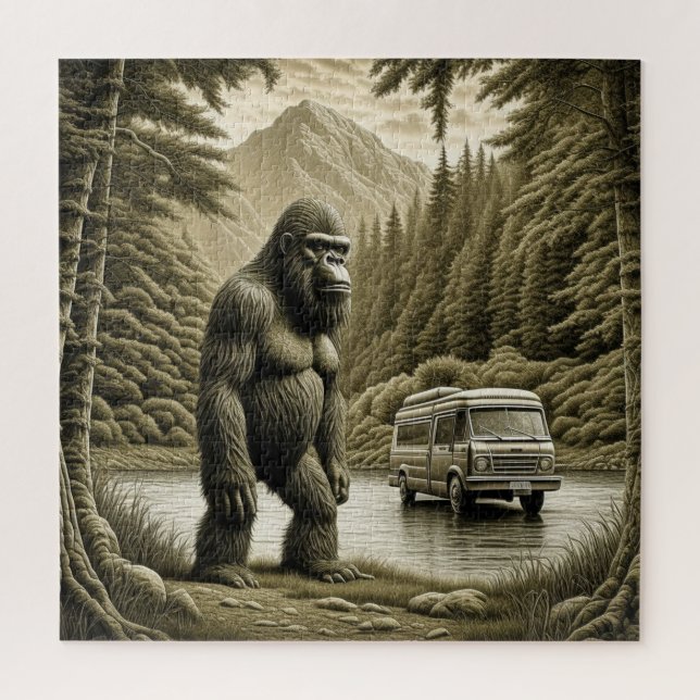 Vintage Bigfoot and RV Camper Jigsaw Puzzle (Vertical)
