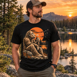 Vintage Bigfoot Dandelion Sunset Wilderness T-Shirt