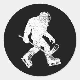 Vintage Bigfoot Hockey Sasquatch Ice Hockey Sport Classic Round Sticker