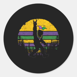 Vintage Bigfoot Mardi Gras Shirts Men Kids Boys Sa Classic Round Sticker