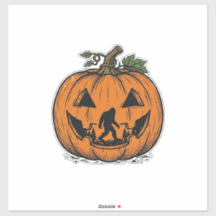 Vintage Bigfoot Pumpkin Halloween Vector Design_1