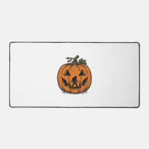 Vintage Bigfoot Pumpkin Halloween Vector Design_1 Desk Mat
