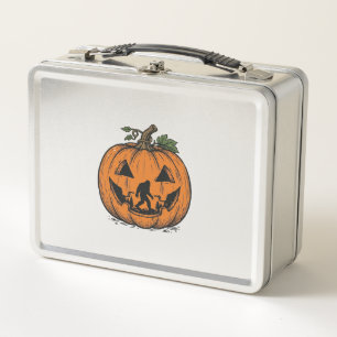 Vintage Bigfoot Pumpkin Halloween Vector Design_1 Metal Lunch Box