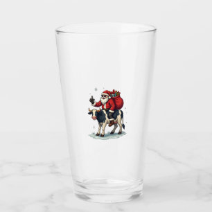 Vintage Bigfoot Santa Riding Cow Christmas Funny F Glass