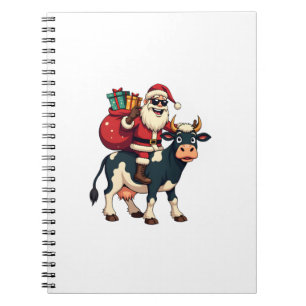 Vintage Bigfoot Santa Riding Cow Christmas Funny F Notebook