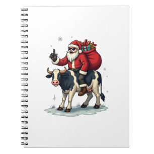Vintage Bigfoot Santa Riding Cow Christmas Funny F Notebook