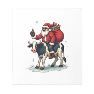 Vintage Bigfoot Santa Riding Cow Christmas Funny F Notepad