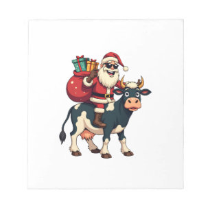 Vintage Bigfoot Santa Riding Cow Christmas Funny F Notepad