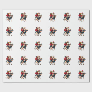 Vintage Bigfoot Santa Riding Cow Christmas Funny F Wrapping Paper