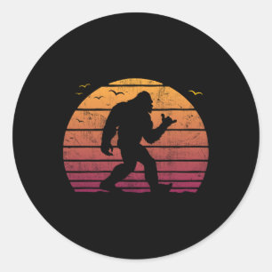 Vintage Bigfoot Surfing Beach Vacation Retro Surf  Classic Round Sticker