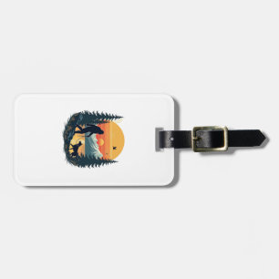 Vintage Bigfoot Walking Dog Mountain Sunset Retro  Luggage Tag