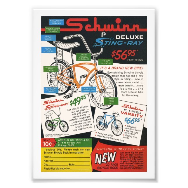 Vintage Bike Ad Photo Print (Front)