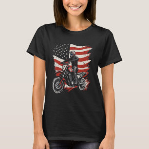 Vintage Bike Motocross American Flag Patriotic Mot T-Shirt