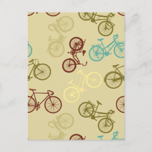 Vintage bike pattern postcard