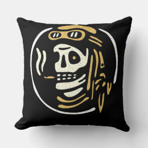 Vintage Biker Ghost Pilot Halloween Funny Gift Cushion