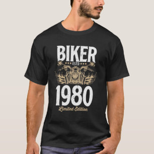Vintage Biker Men Women Motorcycle Born In 1980 T-Shirt