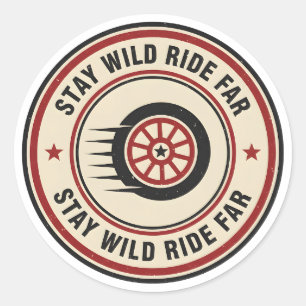 Vintage Biker Road Motion Classic Round Sticker