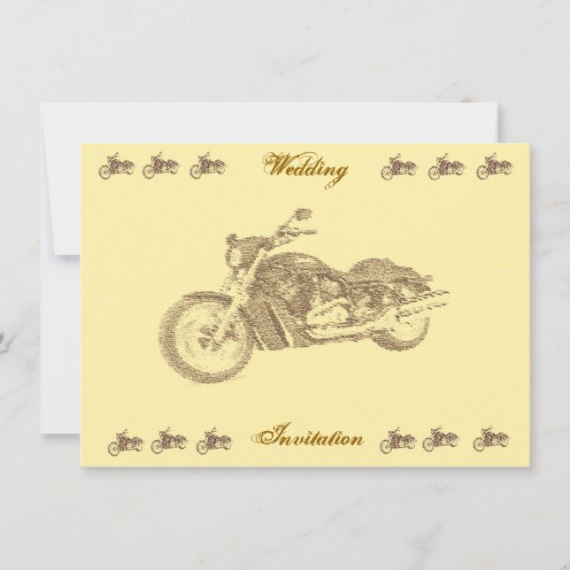 Vintage Biker Wedding Invitation (Front)