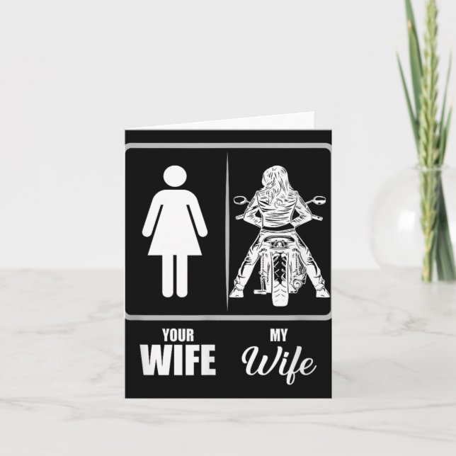 Vintage Biker Wife Valentine - Uni Adults, Black,  Card (Front)