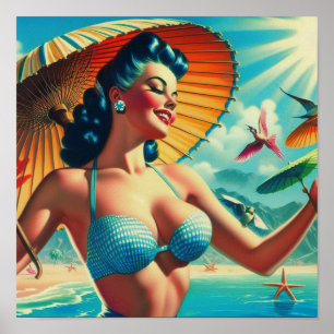 Vintage Bikini Pin-up Poster